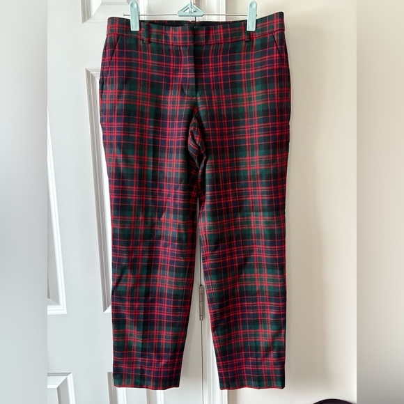 J. Crew Cafe Capri Wool Red Tartan Pant size 4 - Picture 2 of 11